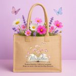 Bolsa de tela personalizada para maestra con frase emotiva y diseño floral para regalo de fin de curso
